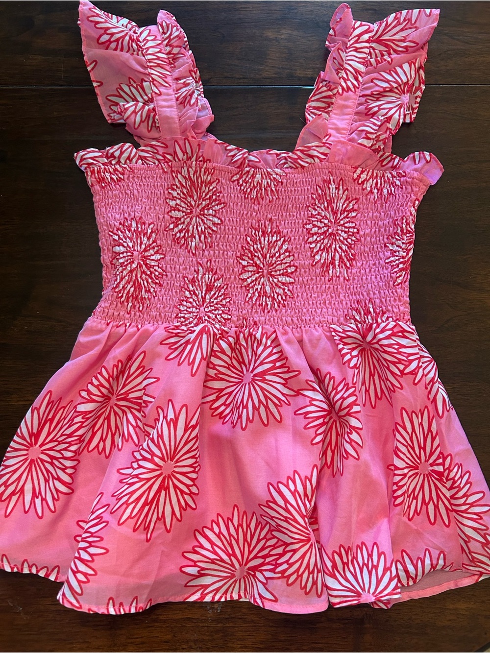 Pink Floral Smocked Peplum Tank Top - Women's